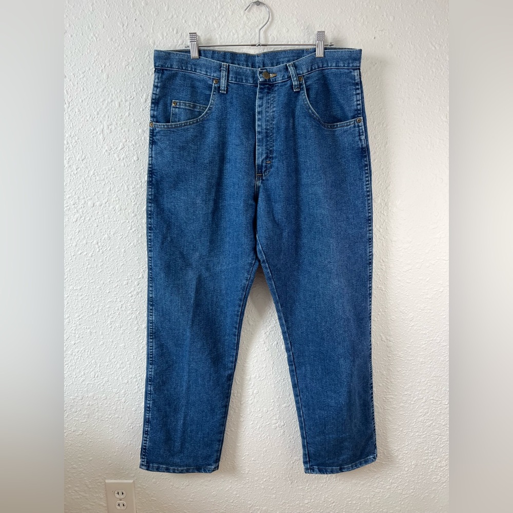 Wrangler Rugged Wear Blue Jeans 36x30 Straight Leg Cotton Denim Mexico